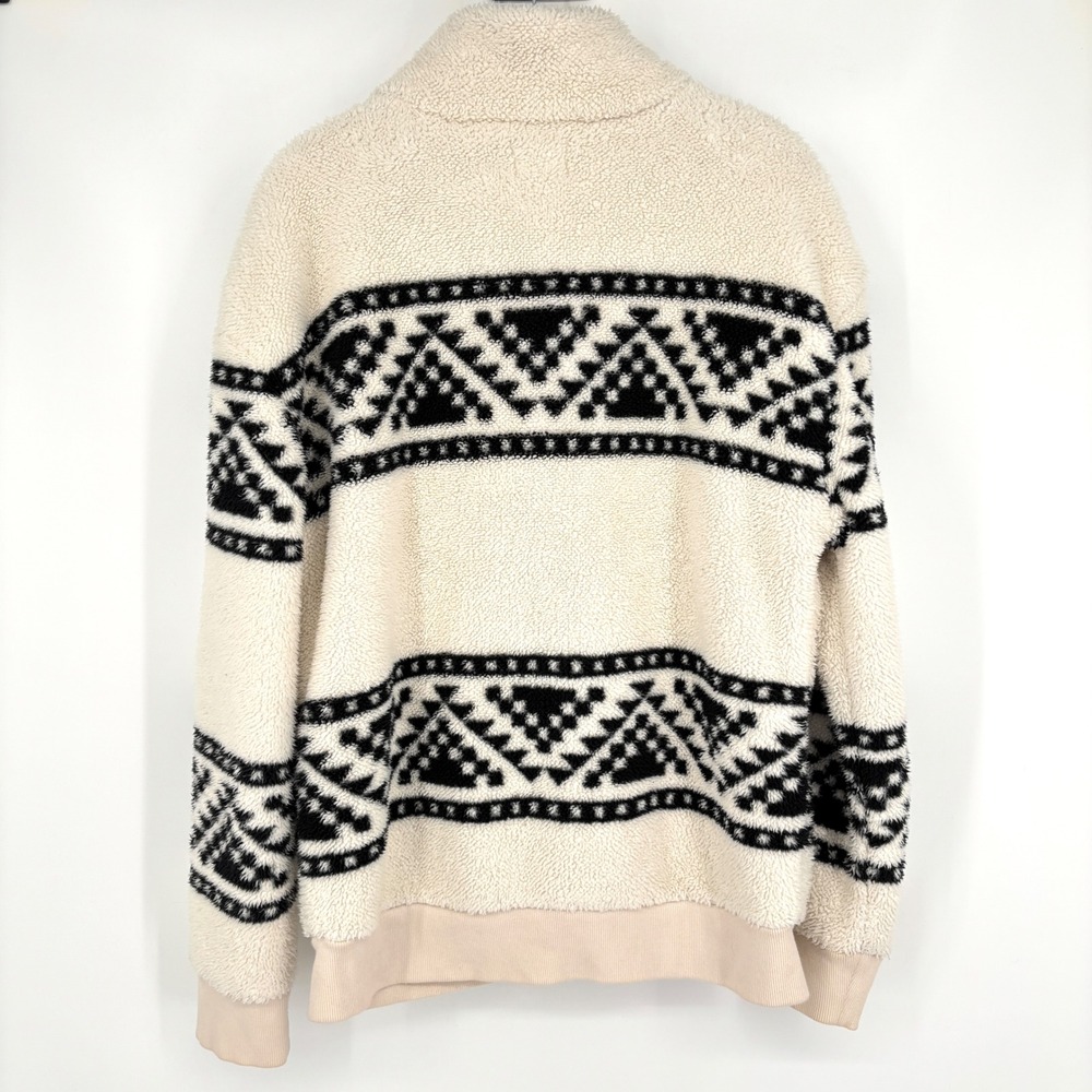 Faherty B.Yellowtail High Pile Sherpa Fleece Jacket Cream Black Aztec Print M - Picture 6 of 13
